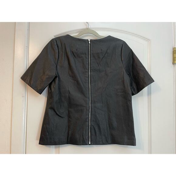 Milly Blouse Womens Size 8 Black Lambs Leather Dressy Holidays Office Siren - Picture 4 of 9